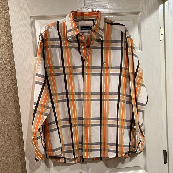 Rocawear Men's Checkered Shirt - Orange, Brown, White - Picture 1 of 4